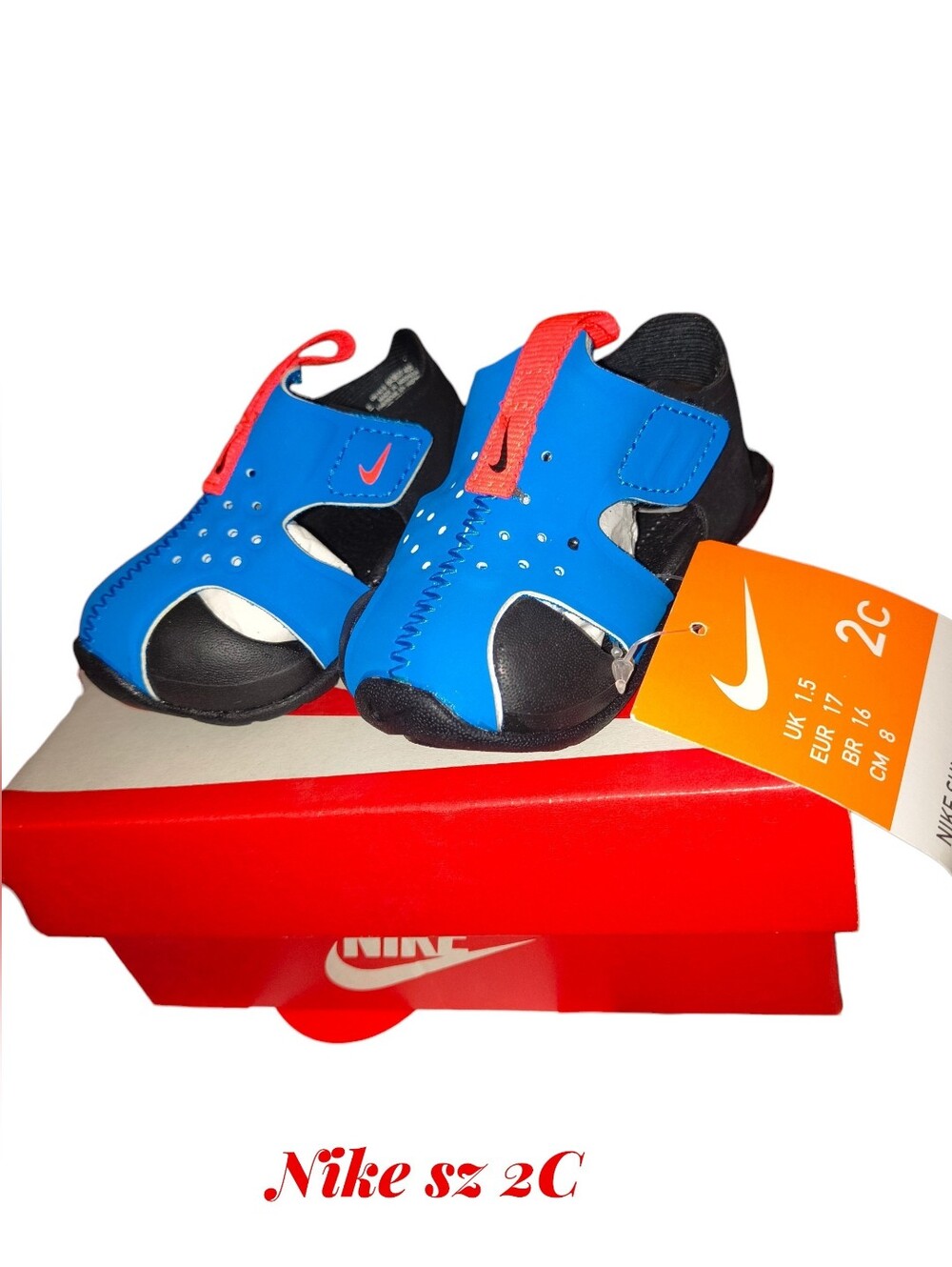 Nike Blue, Black and Red Toddler Water Sandals - 2C